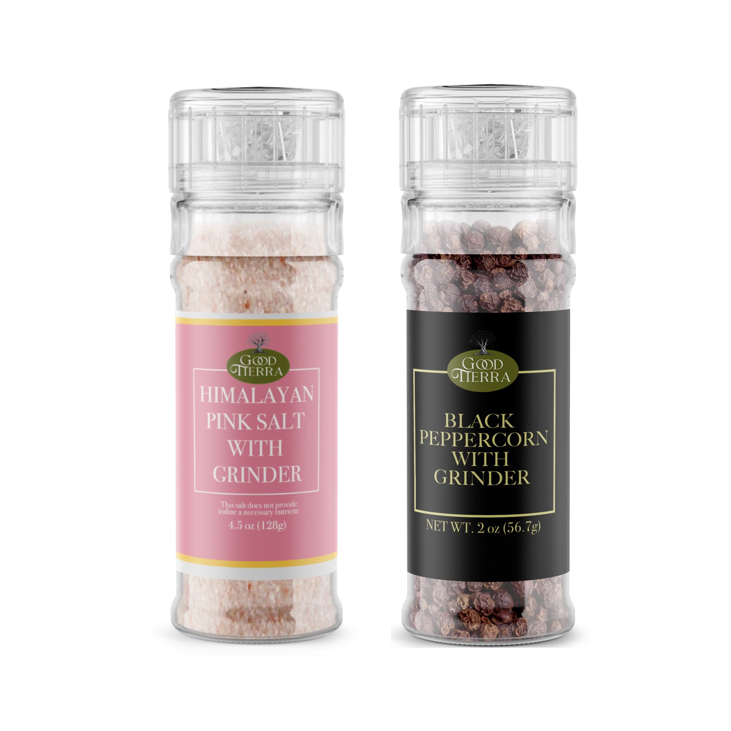 Himalayan Pink Salt & Black Pepper with Grinder Set